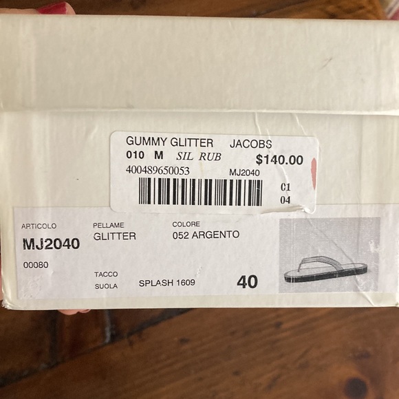 Marc jacobs couture line silver glitter sandals rubber flip flops 9 NIB $140 - Picture 5 of 8